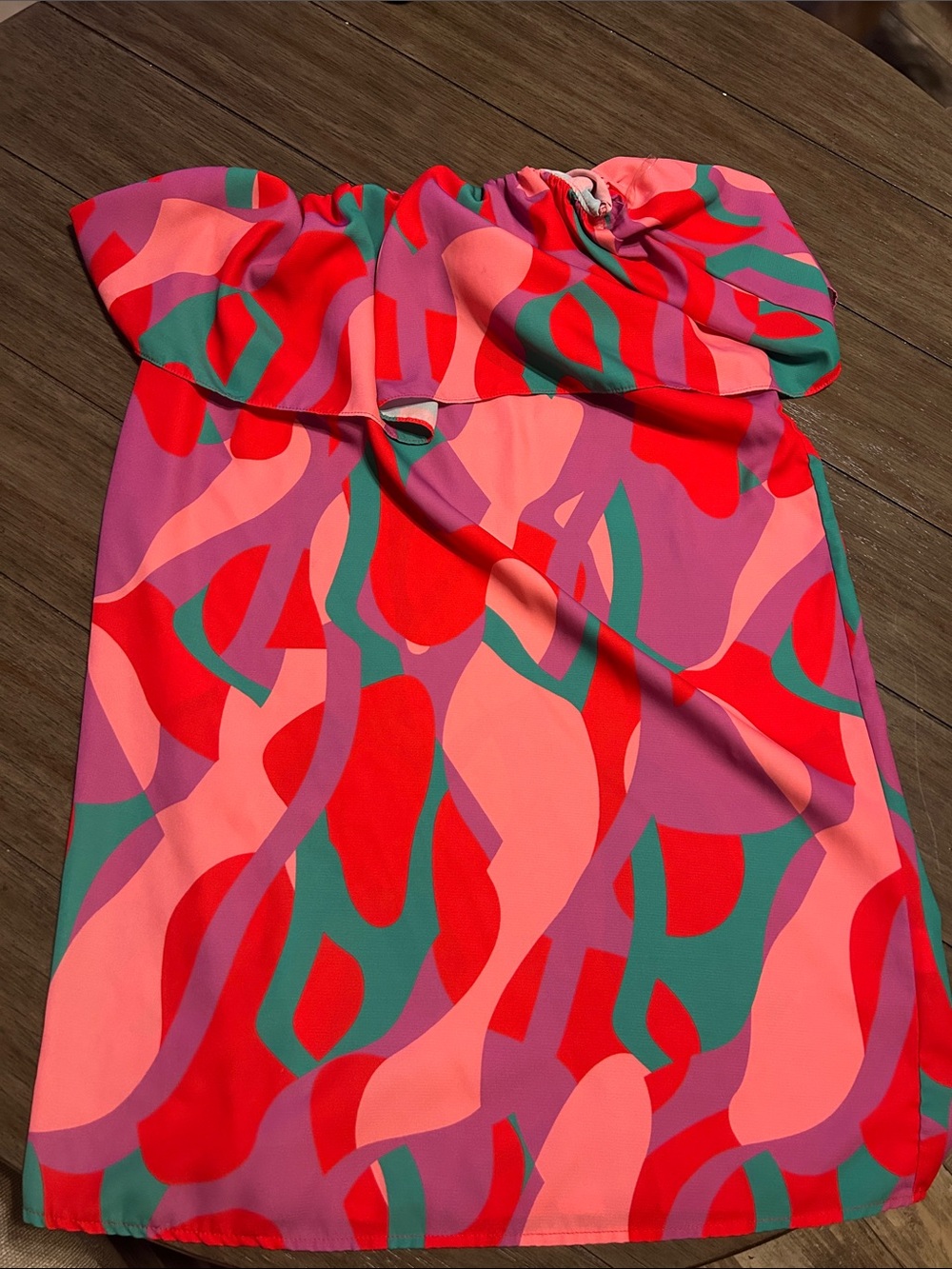 Women’s Strapless dress - Multicolor Abstract Print size large by tyche